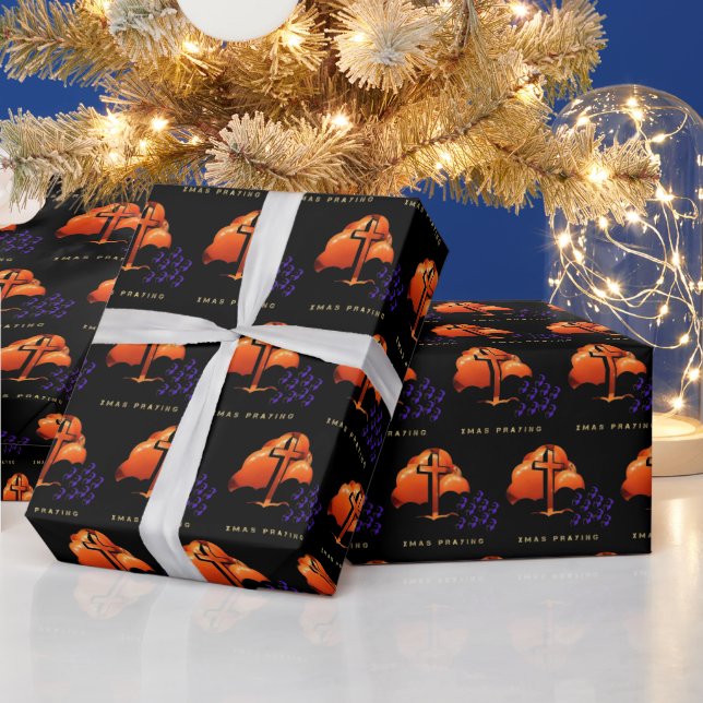 Papel De Presente Oração de Natal preto (Feriados)