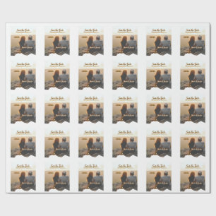 Papel De Presente orange boho salva a data nome moderno do casal fot