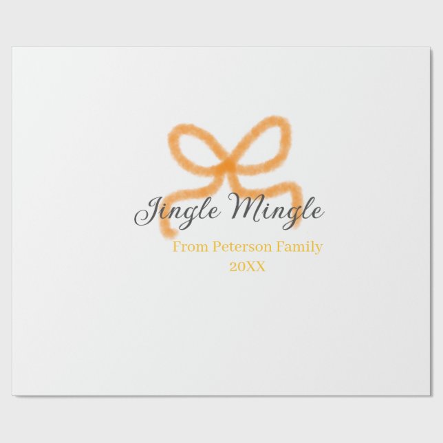 Papel De Presente Orange bow jingle Mingle retro boho family namdate (Aberto)