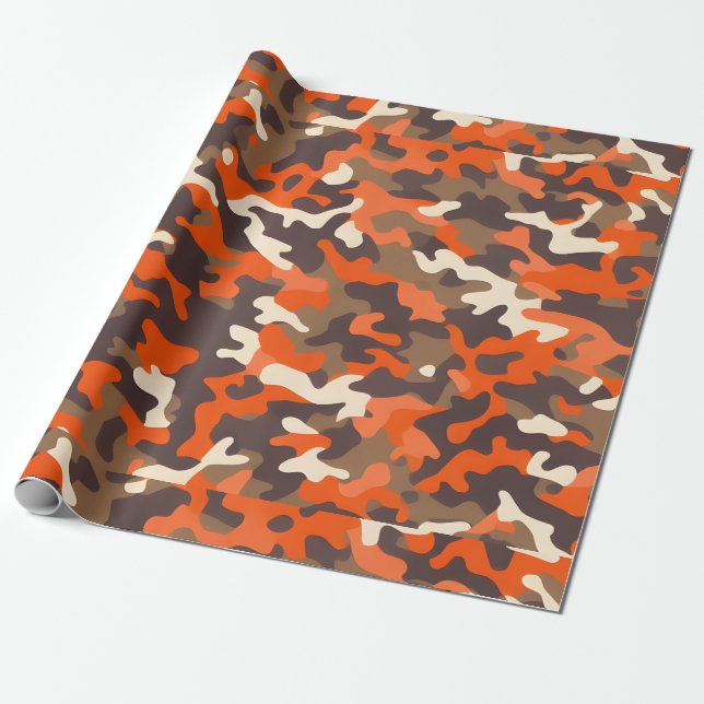 Papel De Presente Orange & Brown Camo (Desenrolado)