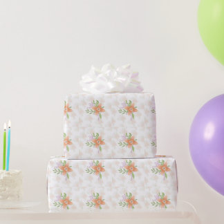 Papel De Presente Orange Floral Watercolor Wrapping Paper – Elegant 