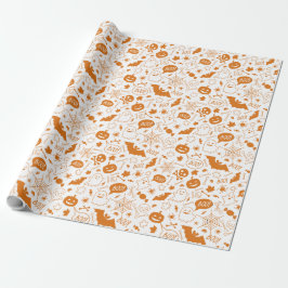 Papel De Presente Orange Halloween Pattern Happy Halloween Art