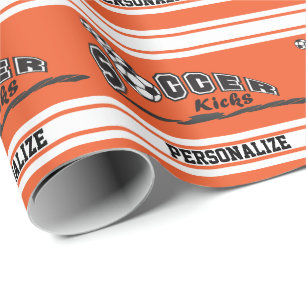 Papel De Presente Orange Personalize Soccer