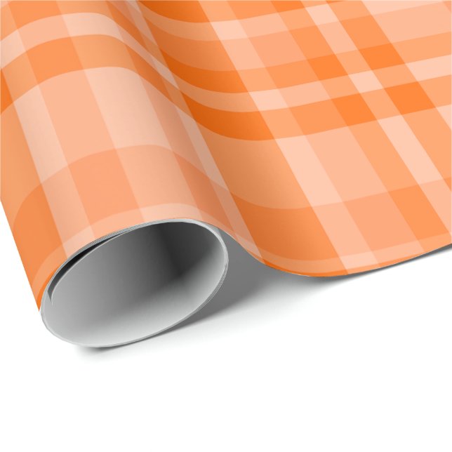 Papel De Presente Orange Plaid (Ponta do rolo)