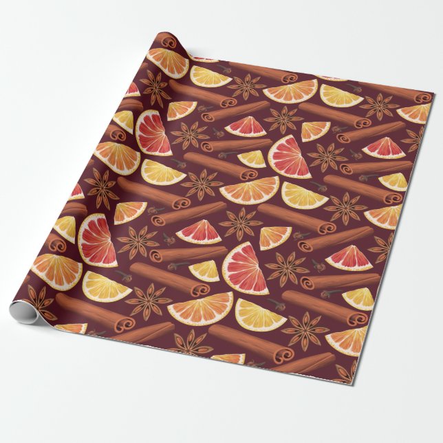 Papel De Presente Orange Spice Christmas (Desenrolado)
