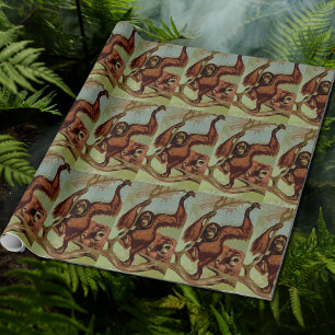 Papel De Presente Orangotangos em árvore