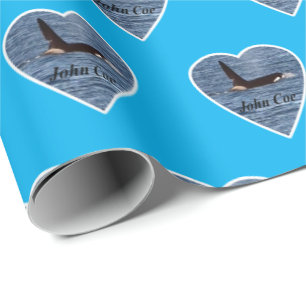 Papel De Presente Orca Baleia Assassina Azul Personalizável John Coe