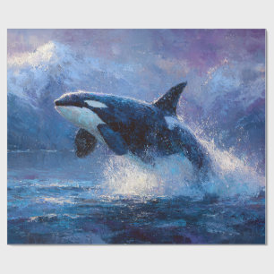 Papel De Presente Orca Irrompendo Perto das Montanhas Nevadas