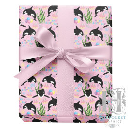 Papel De Presente Orca Whale Wrapping Paper in Pink