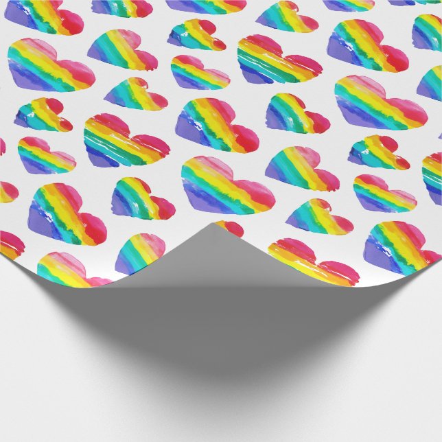 Papel De Presente Orgulho Arco-Íris Branco (Ponta)
