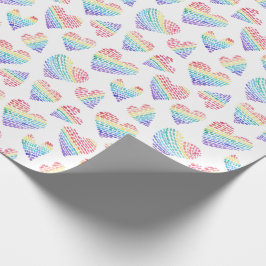 Papel De Presente Orgulho Arco-Íris Corações Aquáticas Dotadas e Str
