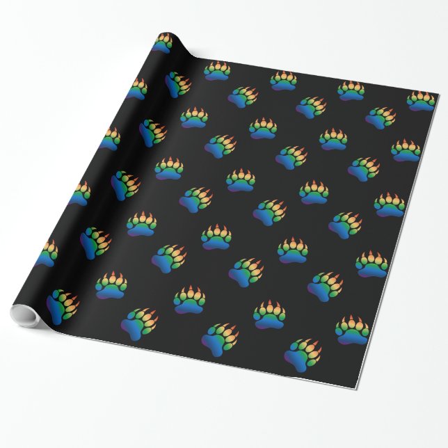 Papel De Presente Orgulho do Urso Gay Pata de Urso (Desenrolado)