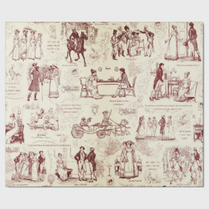 Papel De Presente Orgulho e Preconceito de Citações de Toile Ilustra