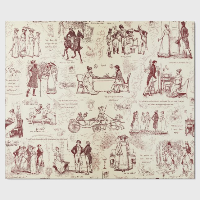 Papel De Presente Orgulho e Preconceito de Citações de Toile Ilustra (Barra)