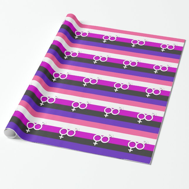 PAPEL DE PRESENTE ORGULHO E SÍMBOLO GENDERFLUID (Desenrolado)