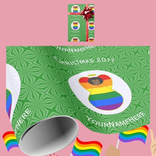 Papel De Presente Orgulho gay African Angel Flag Personalize (Criador carregado)