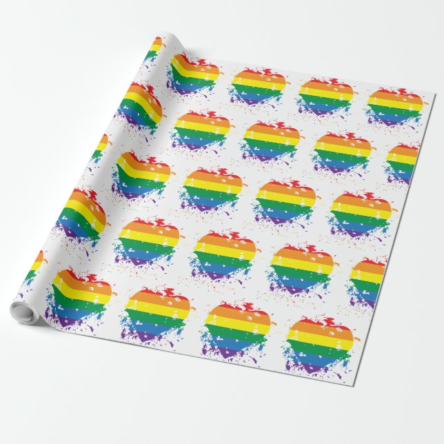 Papel De Presente Orgulho gay Love Heart (Desenrolado)