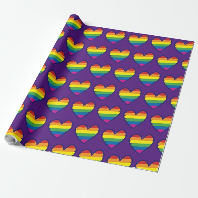 Papel De Presente Orgulho gay Rainbow Flag Love (Desenrolado)