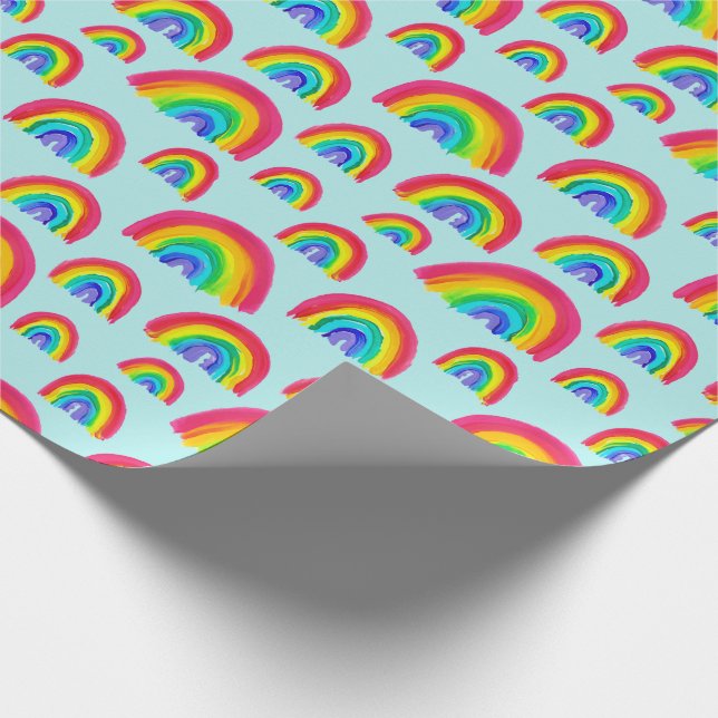 Papel De Presente Orgulho Rainbows Pintado Claro Azul (Ponta)