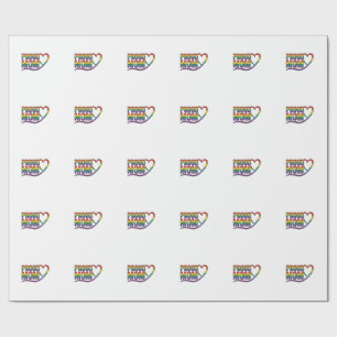 Papel De Presente Orgulhosa Mãe Coração Arco-Íris Design de Gravação