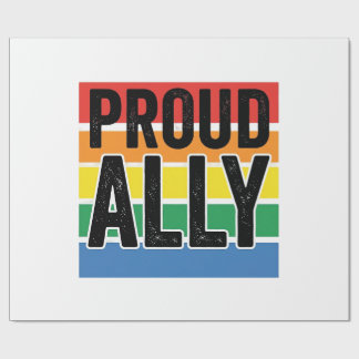 Papel De Presente Orgulhoso Aliado Camisa de Apoio ao Orgulho Vintag
