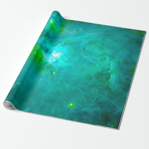 Papel De Presente Órion Nebula Aqua Teal