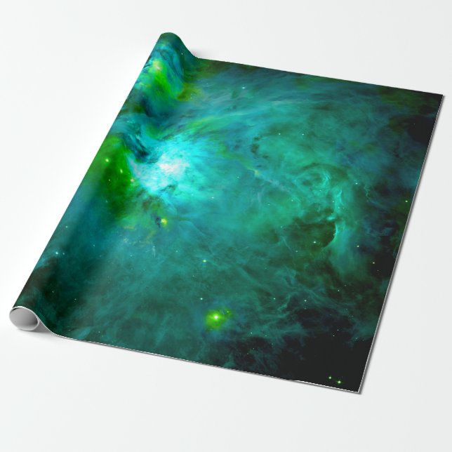 Papel De Presente Orion Nebula Deep Teep Green (Desenrolado)