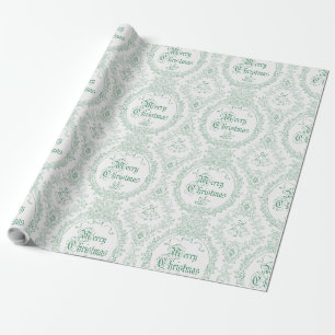 Papel De Presente Ornamentado Clássico Vintage Feliz Toile Verde de 