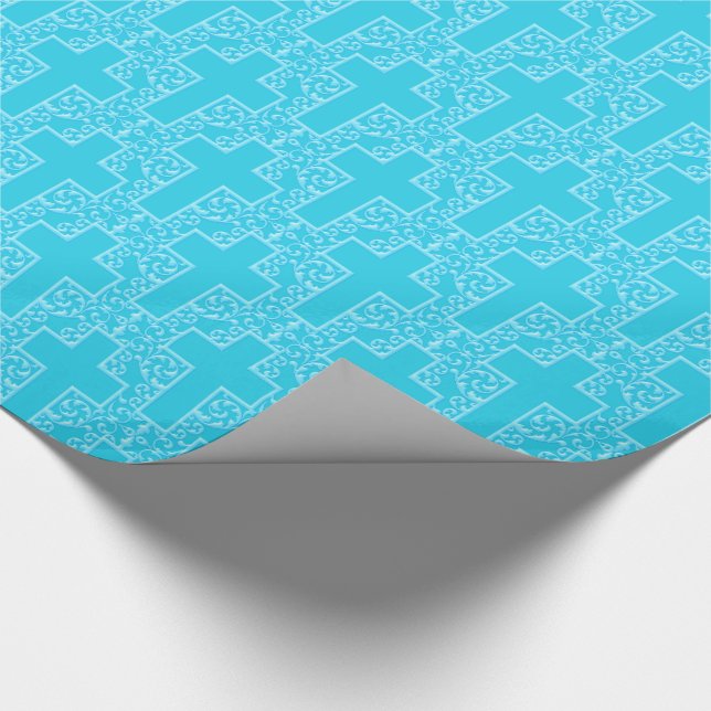 Papel De Presente Ornamentado Cross-2-Two Toned Lt Blue (Ponta)