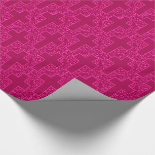 Papel De Presente Ornamentado Cruz-11-Magenta-Rosa