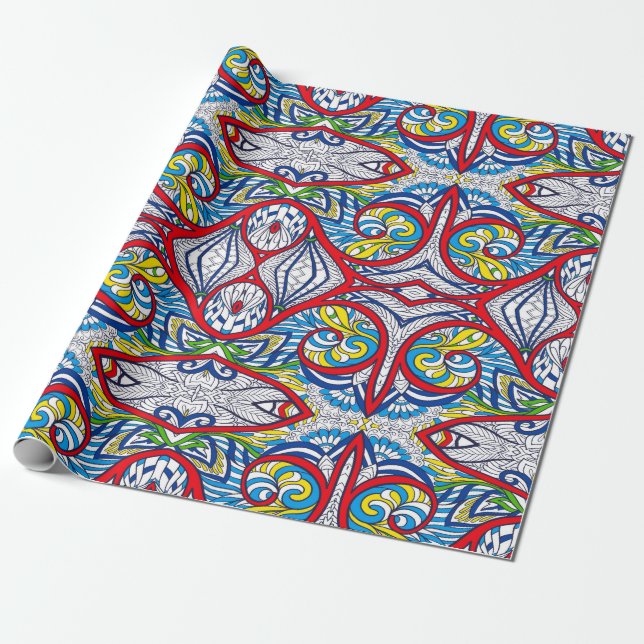 Papel De Presente Ornamental Tribal Seamless pattern. Illustration.  (Desenrolado)