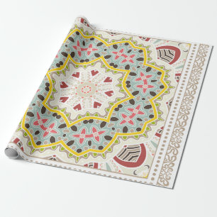 Papel De Presente Ornamento colorido decorativo sobre fundo branco, 
