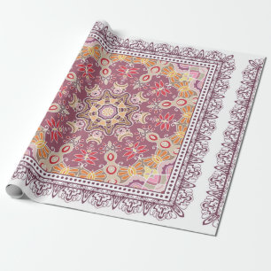Papel De Presente Ornamento colorido decorativo sobre fundo branco,