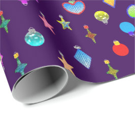 Papel De Presente Ornamento de cristal da árvore de Natal da cor da