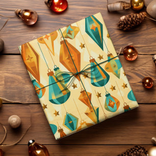 Papel De Presente Ornamento de Estrela Atômica do Retro Natal