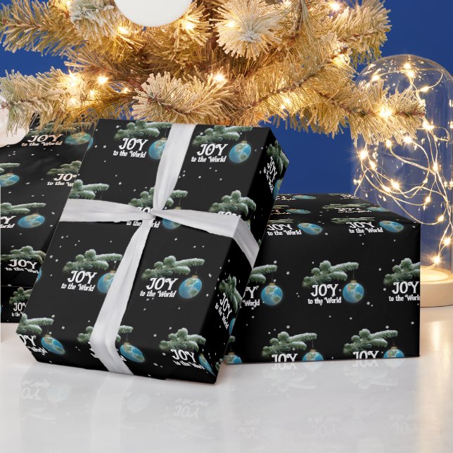Papel De Presente Ornamento de globo do mundo de Natal com estrelas (Feriados)
