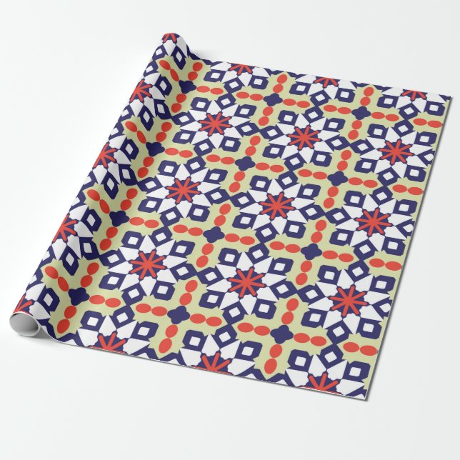 Papel De Presente Ornamento de Padrão Clássico,Patterno Geométrico S (Desenrolado)