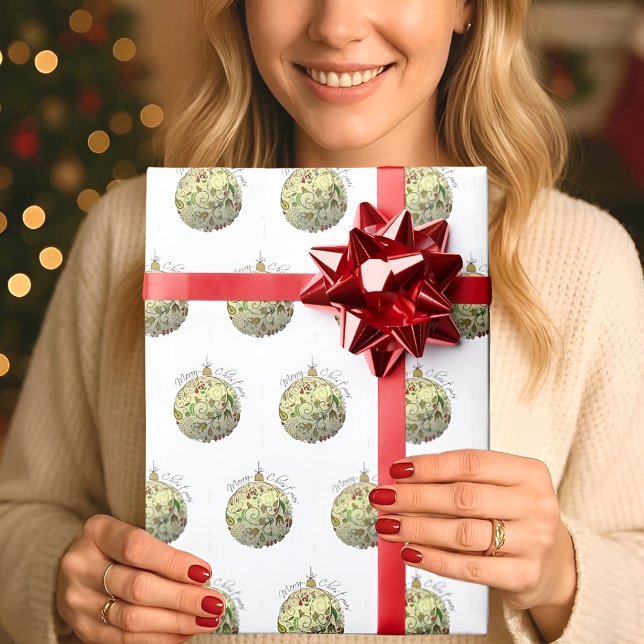 Papel De Presente Ornamento Dourado de Portas de Natal Moderno Elega (Criador carregado)