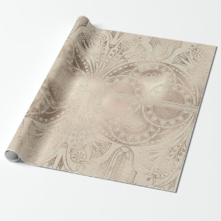 Papel De Presente Ornamento Floral e Geométrico Egípcio Sutil