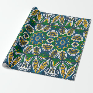 Papel De Presente ornamento floral tradicional, padrão sem costura c