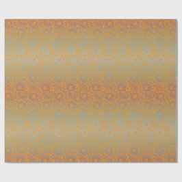 Papel De Presente Ornamento Floral Único Medieval Laranja Multicolor