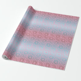 Papel De Presente Ornamento Floral Único Medieval Multicolorido Rosa