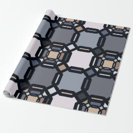 Papel De Presente Ornamento geométrico multicolorido em tons silenci