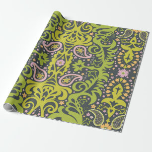 Papel De Presente ornamento paisley oriental; flo decorativo sem cos