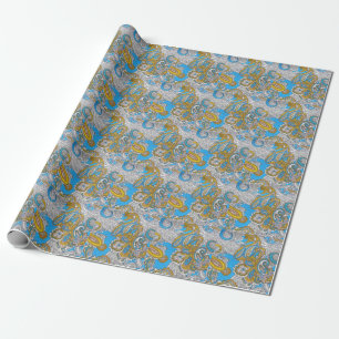Papel De Presente Ornamento Psicodélico Islâmico Bold Grungy