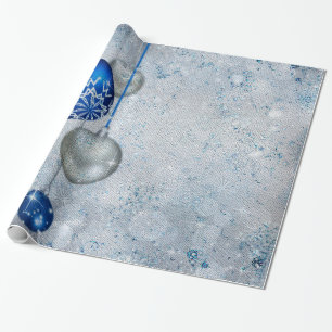 Papel De Presente ornamentos azuis prateados