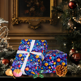 Papel De Presente Ornamentos Brilhantes Personalizados e Mola Floral