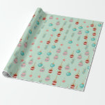Papel De Presente Ornamentos de Árvore Cristma Retroativa<br><div class="desc">Papel de revestimento de presente Tyvek de alta qualidade impresso, brilhante, de linho ou muito forte. Feito e impresso nos EUA. Ideal para aniversário, aniversário e presentes de casamento ou presentes de Natal/Feriado.Você pode mudar o tamanho do padrão para fazer o azulejo maior ou menor. Clique no botão Personalizar. Em...</div>
