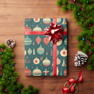 Papel De Presente Ornamentos de Árvore de natais vintages