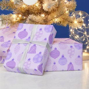 Papel De Presente Ornamentos de Férias Decoradas Natal Roxo